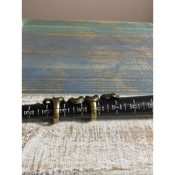 Antique Gold Snake Ring With Rhinestone Eyes Gothic Jewelry - Picture 2 of 4